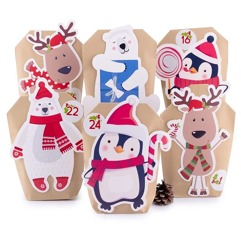 Besuche den pajoma-Store pajoma® Adventskalender zum Befüllen Tiere – 24 braune Kraftpapiertüten mit Sticker & Accessoires – DIY Weihnachtskalender Bastelset für Kinder & Erwachsene — Advent und Tisch