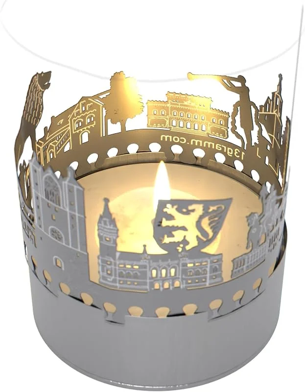 Marke: 13gramm 13gramm Braunschweig Skyline Schattenspiel Kerzenaufsatz - Souvenir für Fans mit Magni-Kirche, Engel, Rathaus, Burgplatz - Perfekte Geschenkidee! — Kerzenlicht Abendessen