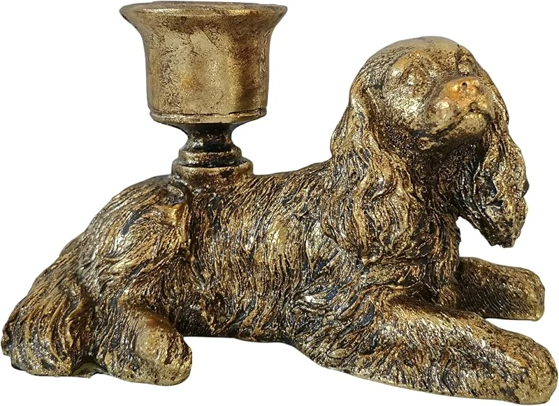 Marke: Generisch Generisch Deko Figur Cavalier King Charles Spaniel Gold Kerzenständer Dekoobjekt Statue — Kerzenlicht Abendessen