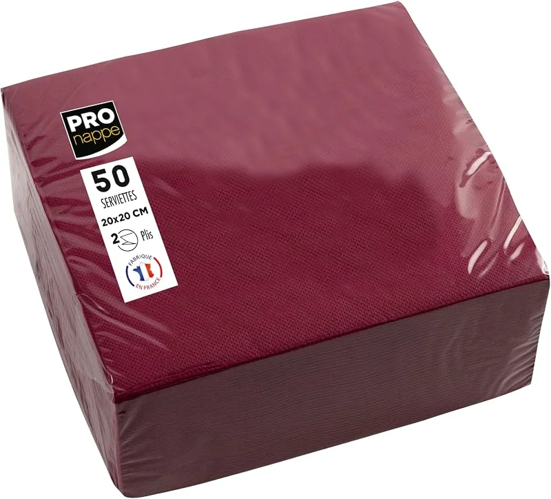 Marke: Pro Nappe Pronappe 50 Servietten Mikrogeprägtes Papier 20x20cm 2 Lagen Bordeauxrot — Advent und Tisch