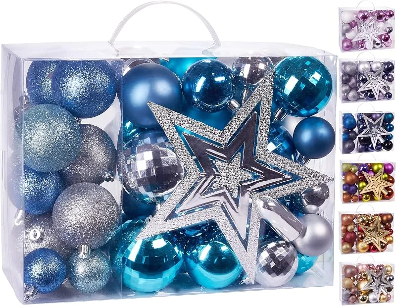 Besuche den BRUBAKER-Store BRUBAKER 50-teiliges Set Weihnachtskugeln mit Baumspitze — Weihnachtsdeko