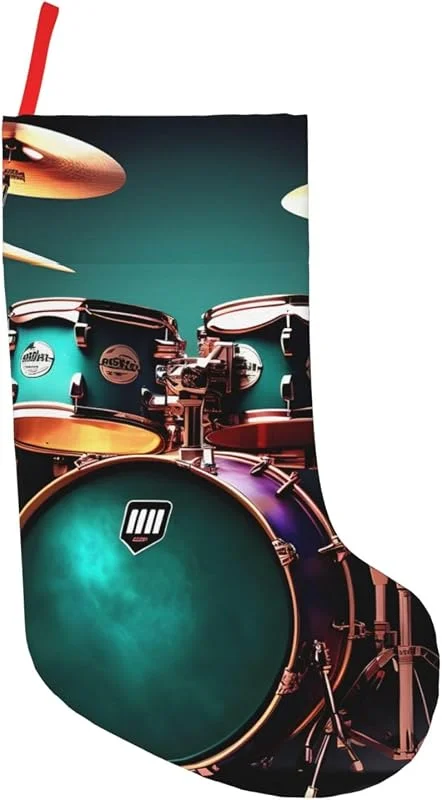 Marke: Edwal EdWal Coole Drum-Set-Druck, 45, 7 cm Weihnachtsstrümpfe, Kaminsims, hängende Strümpfe, für Familienurlaub, Weihnachtsfeier, Dekoration — Weihnachtsdeko