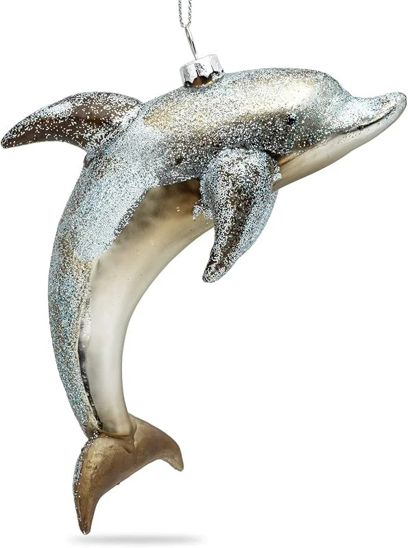Besuche den SIKORA-Store SIKORA Delphin besondere Weihnachtskugel Glas Christbaumschmuck Deko Figur Weihnachten Anhänger Ornament - Trend Line - BS464 — Weihnachtsdeko