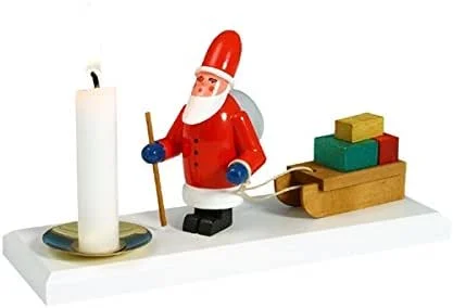 Besuche den Rudolphs Schatzkiste-Store Rudolphs Schatzkiste Kerzenhalter Weihnachtsmann mit Schlitten Höhe ca. 8cm NEU Kerzenständer Kerzenleuchter Weihnachten Schneeball Figur Seiffen Erzgebirge Holz Winterdeko Tischdeko Dekorat — Advent und Tisch