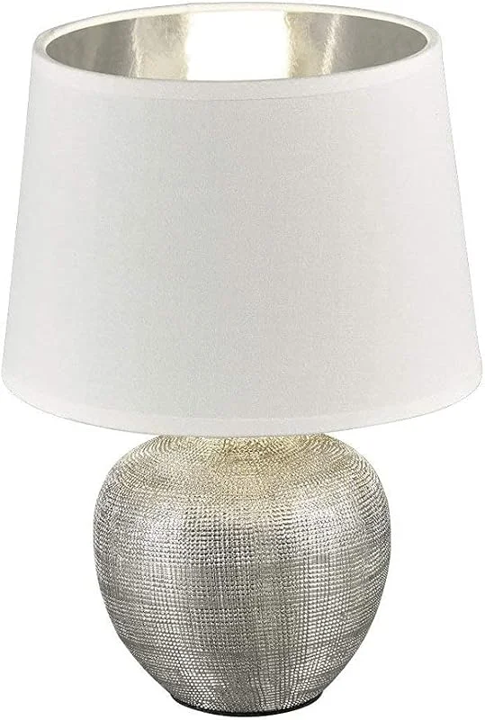 Besuche den RL LIVE YOUR LIGHT-Store Reality Leuchten R50621089 Luxor, Tischleuchte, Keramik, E14, Silber, 18 x 18 x 26 cm — Kerzenlicht Abendessen