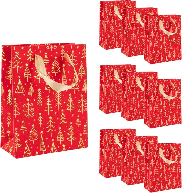 Besuche den Idena-Store Idena Geschenktüten Samt Weihnachtsbäume, 10 Stück, 18 x 23 x 8 cm — Geschenkverpackung
