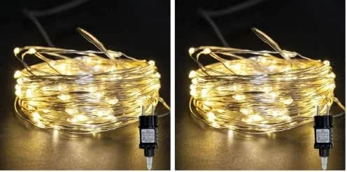 Besuche den capojas-Store 100, 200, 300er Mikro LED Lichterkette Silberdraht Strombetrieb Deko für Innen Außen Warmweiß weihnachtsdeko (Warmweiß, 100LED 10m Lang+5m Zuleitung) (Packung mit 2) — Weihnachtsbeleuchtung