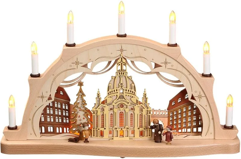 Besuche den Rudolphs Schatzkiste-Store Rudolphs Schatzkiste Schwibbogen Dresdener Frauenkirche mit Besucher EL. Beleuchtung BxHxT 52x33x8, 5cm NEU Lichterbogen Fensterbogen Spitzbogen Erzgebirge Weihnachten Bergbau Bergmann Licht Holz — Weihnachtsdeko