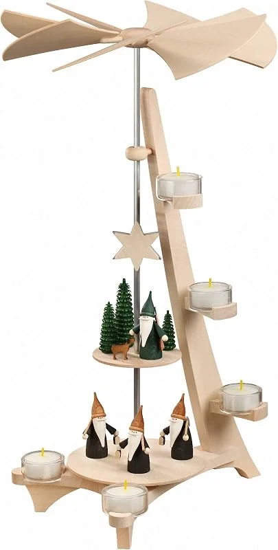 Besuche den Seiffener Volkskunst-Store Seiffener Volkskunst Pyramide L-Form, 2 Etagen, Bergwichtel Höhe 50 cm, original Erzgebirge — Weihnachtsdeko