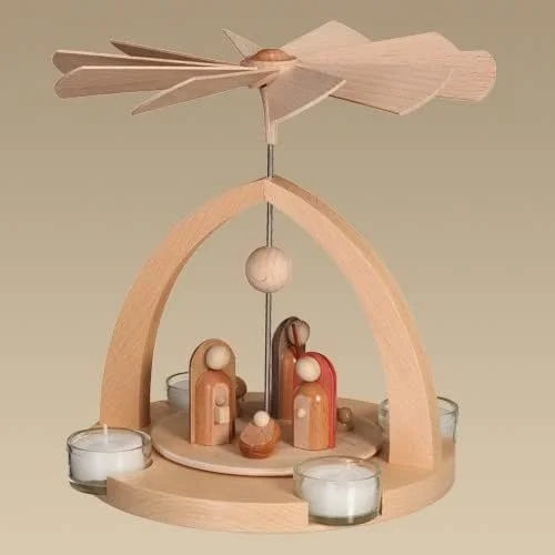 Besuche den Rudolphs Schatzkiste-Store Rudolphs Schatzkiste Tischpyramide Christi Geburt Natur modern BxHxT 20, 5x22x20cm NEU Holzpyramide Weihnachtspyramide Designpyramide Wärmespiel Tischdeko Dekoration Weihnachten Wärmespiel Lichter — Weihnachtsdeko