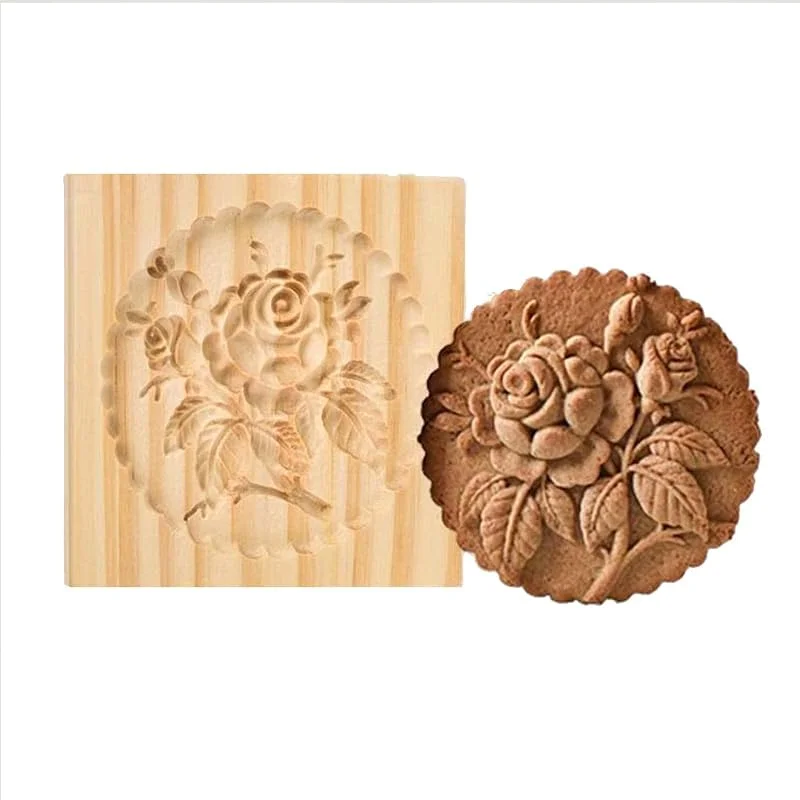 Marke: TOGEPP 2-Paket 3D lustige hölzerne Plätzchenform, DIY. Hölzerne Cookie Blume Cutter Mold Lebkuchenplätzchenformen, Kiefernkegel Keksschneider Drücken Sie 3D Kuchen Prägung Backform (Color : A) — Weihnachtskueche