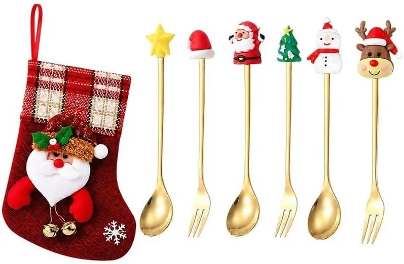 Besuche den ZWEquipint-Store Rotgold Weihnachtslöffel-Set, 6-teilig, Edelstahl — Advent und Tisch