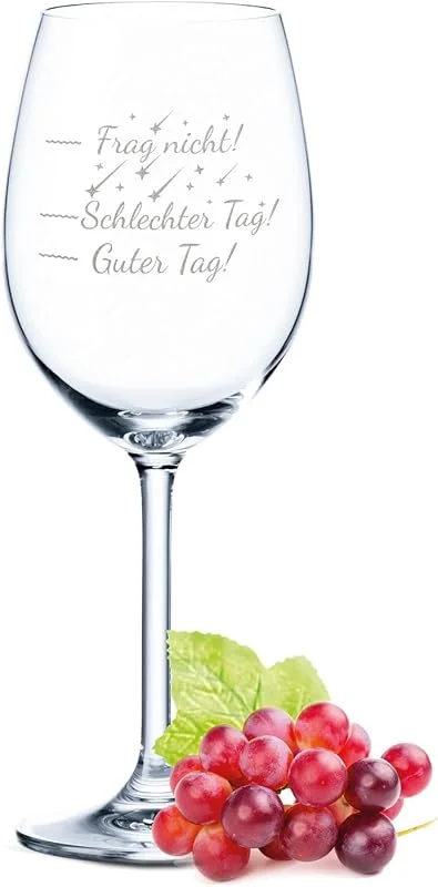 Besuche den GRAVURZEILE-Store GRAVURZEILE Weinglas mit Gravur - Schlechter Tag, Guter Tag, Frag nicht! V2 - Lustiges Spruchglas als Geschenk - Originelle Geschenke für Sie & Ihn - Geeignet für Rotwein & Weißwein — Wein und Festtafel