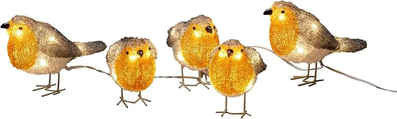 Besuche den Konstsmide-Store Konstsmide LED Acryl Rotkehlchen, 5er-Set, 40 warm weiße Dioden, 24V, Außen (IP44), weißes Kabel - 6245-103 — Weihnachtsbeleuchtung