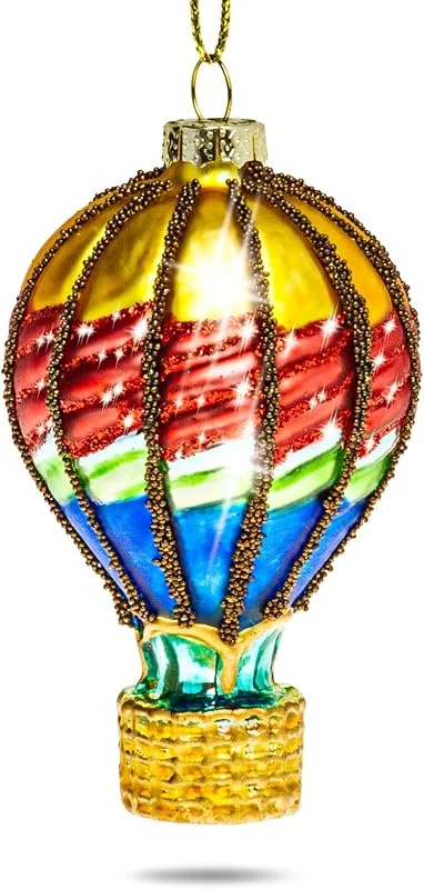 Besuche den SIKORA-Store SIKORA Heißluftballon besondere Weihnachtskugel Glas Christbaumschmuck Deko Figur Weihnachten Anhänger Ornament - Trend Line - BS384 — Weihnachtsdeko