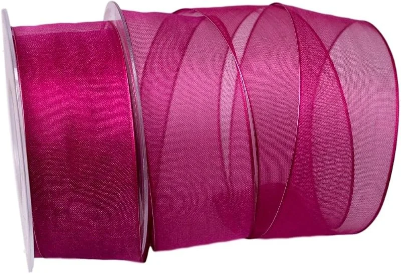 Marke: Christa-Bänder Organzaband pink 40mm mit Draht — Geschenkverpackung