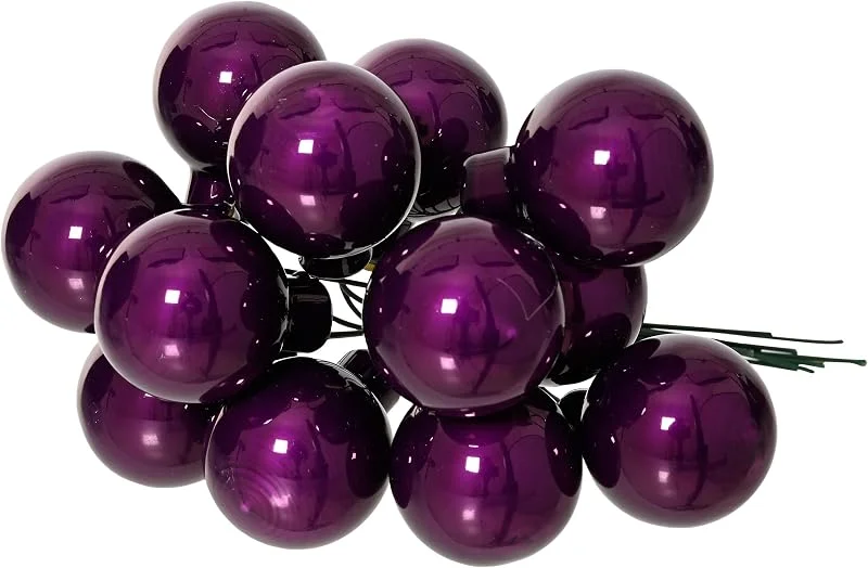 Marke: Kaemingk Weihnachtskugeln am Draht Glas 2cm x 12 Stück Spiegelbeeren Glanz - kleine Dekokugeln - Christbaumschmuck & Weihnachtsdeko - Feige