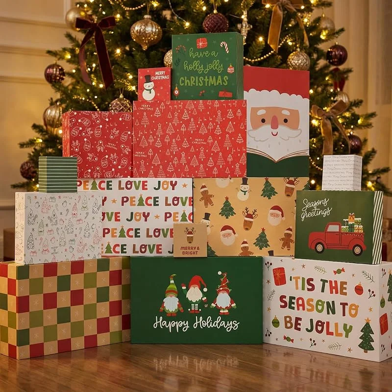 Marke: ZICOTO ZICOTO Schöne Weihnachts-Geschenkbox-Set mit 15 Stück – die perfekte dekorative Schachteln für Weihnachtsgeschenke – niedliche Weihnachtsverpackungsboxen mit Deckel — Geschenkverpackung