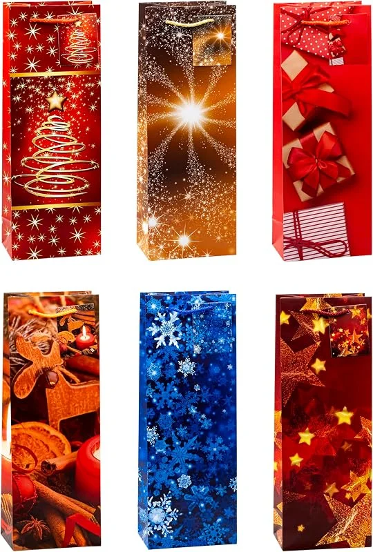 Besuche den TSI-Store TSI Geschenktüten WEIHNACHTEN für Weinflaschen, 12er Packung, Größe: Flasche (HxBxT 36 x 12 x 8 cm), Art. Nr. 83288 — Geschenkverpackung