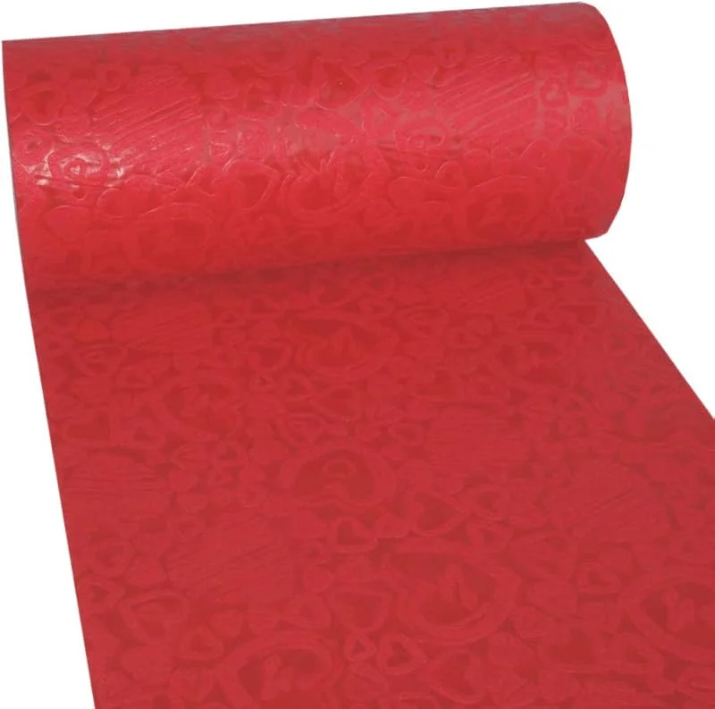 Marke: Deko AS GmbH Dekoflor Tischband Tischläufer Tischdeko einzigartiges Herzen Design (Wasserfest, Lotuseffekt, samtige Oberfläche, 25 m Rolle, 30 cm Breite, 100% Nylon), Rot — Küche & Haushalt
