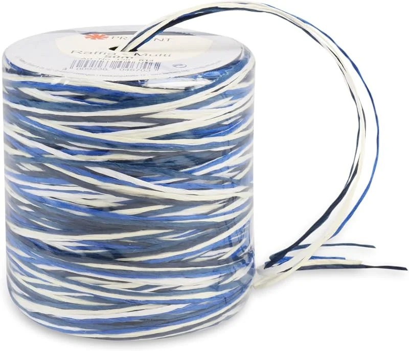 Besuche den PRÄSENT-Store PRÄSENT C.E. Pattberg Raffia-Multicolour Bastband blau-weiß-Creme, 50 m Geschenkband zum Einpacken, 5-strängiges Bastelband für Geschenke, Zubehör zum Dekorieren & Basteln — Geschenkverpackung