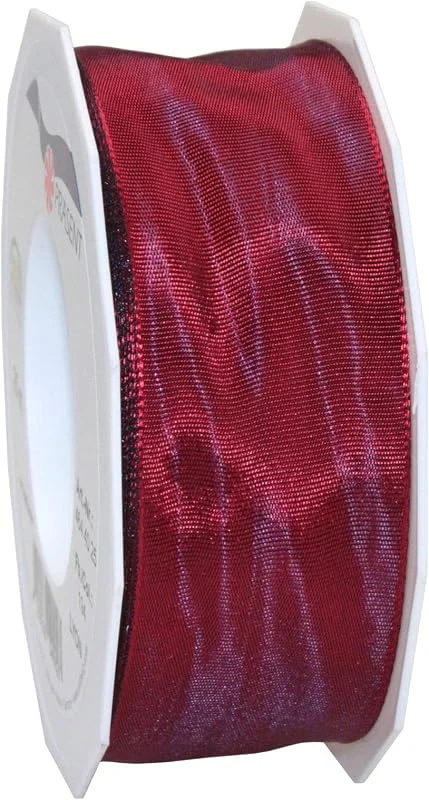 Besuche den PRÄSENT-Store PRÄSENT Lyon Band mit Drahtkante kaminrot, 25 m Dekoband zum Verzieren & Basteln, 40 mm Breite, leicht biegsames Schleifenband, für Festliche Dekos zu besonderen Anlässen — Geschenkverpackung