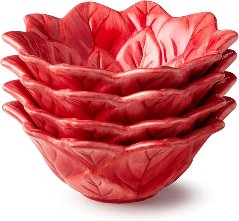 Marke: Certified International Winterblüten Weihnachtsstern-Eisschalen – Set mit 4 roten 3D-Weihnachtsmotiven aus Keramik mit Blumenmotiv für Eis, Süßigkeiten, Snacks und Desserts, festliches Weihnachtsgeschirr für Unterhaltung und — Advent und Tisch