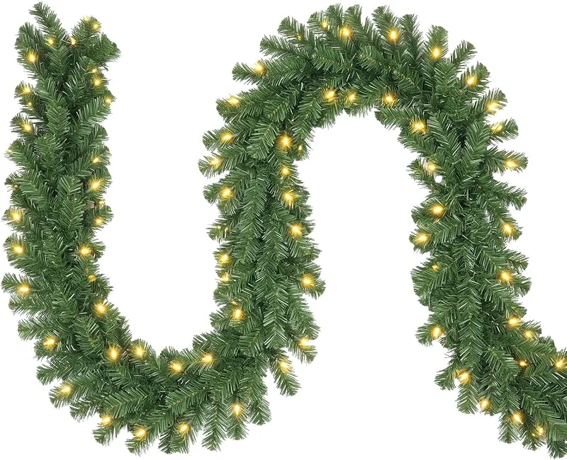 Besuche den SALCAR-Store SALCAR 3 m künstliche Weihnachtsgirlande mit 100 LED, Grün, für Innen, Außen — Weihnachtsdeko