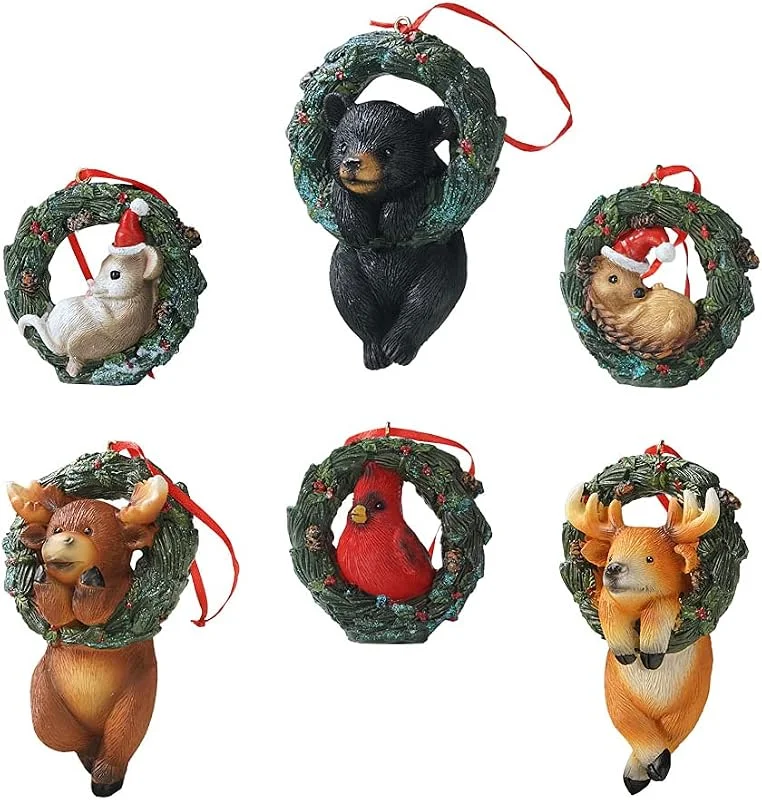Marke: HYFAN HYFAN Weihnachtskranz für kleine Tiere, Schaukel, Ornament, hängende Dekoration für Weihnachtsbaum, Zuhause, Büro, Raumdekoration mit Schnur (neu, 6 Stück) — Weihnachtsdeko