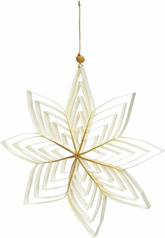 Besuche den Spetebo-Store Spetebo Weihnachtsstern 3D aus Papier in weiß - 15 cm, klein - Weihnachts Deko Hänger mit goldenem Glitzer - Advent Winter Fenster Dekoration zum Hängen — Weihnachtsdeko
