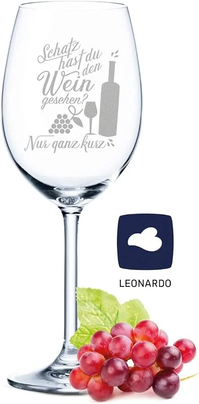Besuche den GRAVURZEILE-Store GRAVURZEILE Weinglas mit Gravur - Schatz hast du den Wein gesehen - Geschenk für Hobby-Sommelier & Weinliebhaber - Weingläser - Geburtstagsgeschenk für Frauen & Männer — Wein und Festtafel