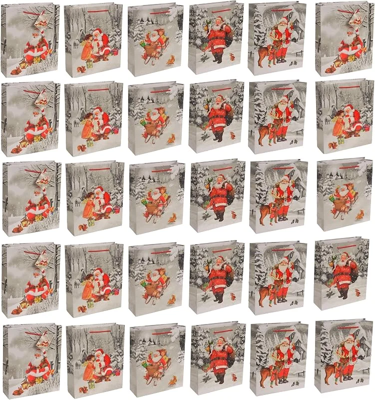 Besuche den HRB-Store HRB Geschenktüten Weihnachten, 30 Stück, Gross, stabile Weihnachtstüten, Abmaße der weihnachtlichen Geschenkverpackung 32x26x9 cm (HxBxT)