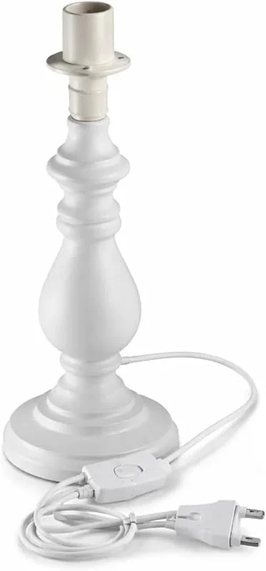 Besuche den DRULINE-Store DRULINE Lampenfuß Tischlampe - Leuchtenfuß - Lampen Fuß - Tischlampenfuß - Keramik, Holz weiß - E14 - B, H, T ca. 11 x 30 x 11 cm - 220-240V 50Hz - max. 40 W — Kerzenlicht Abendessen