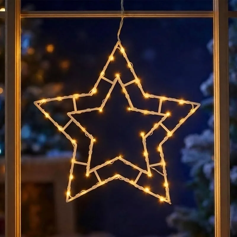 Besuche den Spetebo-Store Spetebo LED Fenster Silhouette XXL 42 cm - Stern - Fensterbild warm weiß beleuchtet mit Saugnapf - Weihnachten Deko Beleuchtung für Innen Batterie betrieben mit Dual Timer — Weihnachtsdeko