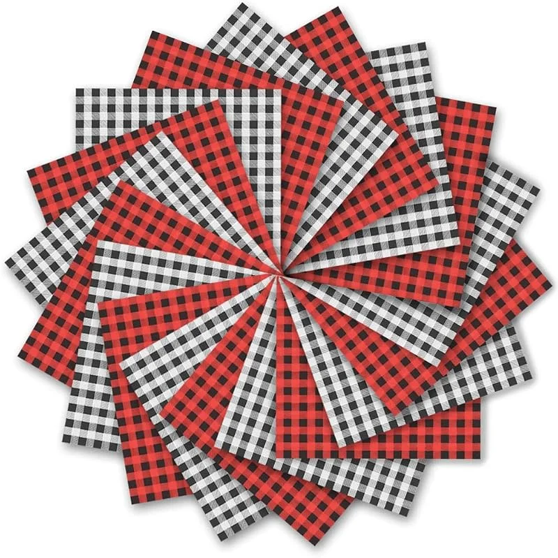 Marke: Geluode Seidenpapier für Weihnachten, 50.8x50.8 cm, buntes Geschenkpapier, Seidenpapier, Weiß, Rot, Schwarz, Büffelmuster, Seidenpapier zum Verpacken von Geschenken, Taschen, Flaschendekoration, 60 Stück — Geschenkverpackung