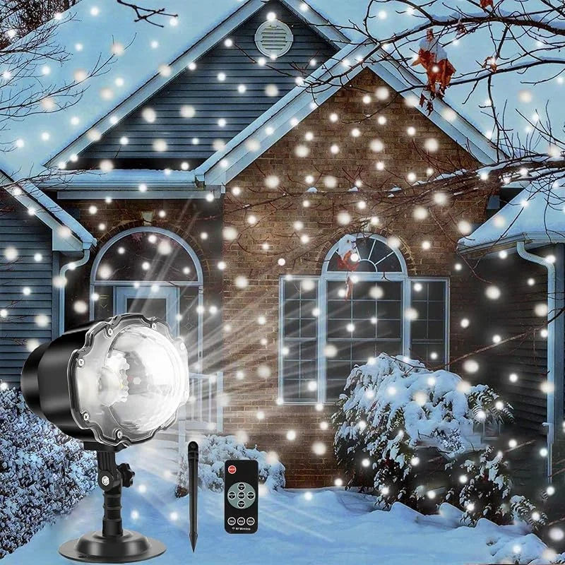 Marke: Borelor Borelor Snowfall LED Lichter IP65 Wasserdicht Mini Weihnachten Schneeflocke Projektor Lampe Innen Außen Neujahr Dekoration Licht mit RF Fernbedienung und Timer (Hohe Helligkeit) — Weihnachtsbeleuchtung