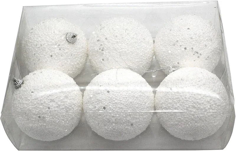 Besuche den DARO DEKO-Store DARO DEKO Weihnachtskugel Schneeball mit Glitzer Ø 8 cm - 24 Stück — Weihnachtsdeko