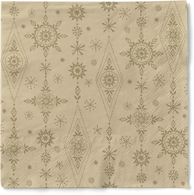 Besuche den Sovie HORECA-Store Sovie HORECA Weihnachtsserviette Brigitte in Sandfarben-Gold aus 3-lagigem Tissue, Einweg Serviette Weihnachten, ideal für Advents- & Weihnachtsfeiern, 33 x 33 cm, 100 Stück — Advent und Tisch