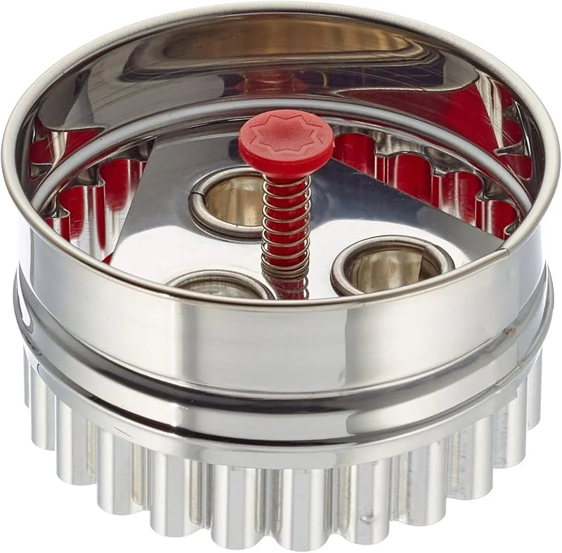 Besuche den Städter-Store Städter 966339 große Ausstechform Linzer mit Auswerfer 3 Loch, edelstahl, silber, rot, 6, 5 x 6, 5 x 4 cm — Weihnachtskueche