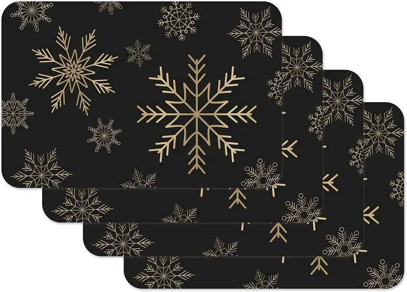 Besuche den Venilia-Store Vénilia Tischsets "Snowflakes gold" - 4 Stück - lebensmittelecht - 59147 — Küche & Haushalt