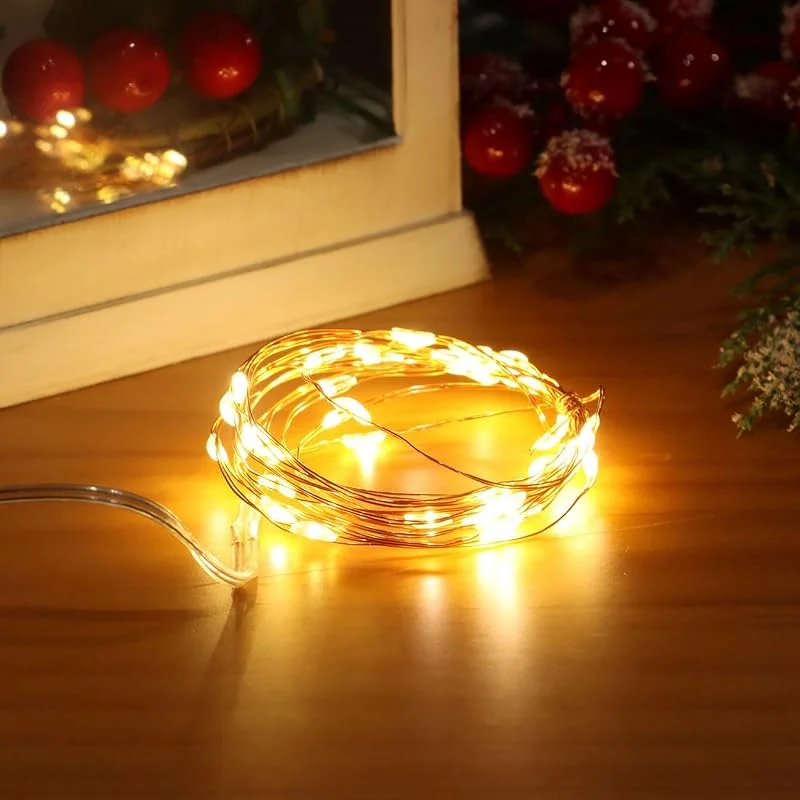 Besuche den shop'n smile ideoon-Store ideoon 2er-Set Traumhafte Draht Lichterkette 40 LEDs, warmweiss, 2m – Gemütliche Weihnachts-Deko für Innen – Batteriebetrieben, IP20 (2) — Weihnachtsbeleuchtung