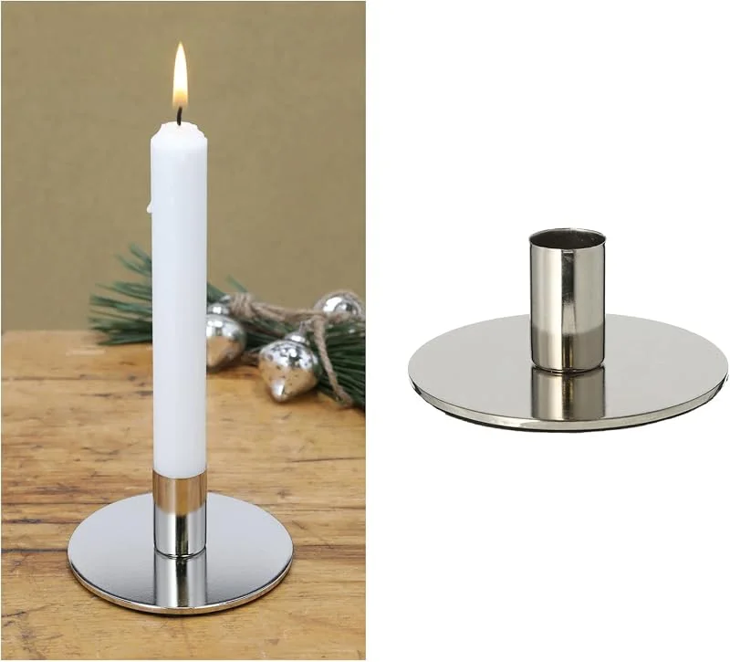 Besuche den Novaliv-Store Novaliv Stabkerzenhalter Metall Silber 10x5cm Home Deko Vintage weihnachtliche Tischdeko Kerzenständer Kerzenpin scandic chic Kerzenhalter Retro Wohnzimmerdekoration Dekoschale — Kerzenlicht Abendessen
