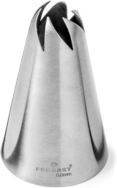 Besuche den Forgast-Store Edelstahl Rose Spritztülle, 8mm, Edelstahldüsen, Düsenkonverter, Tüllen für Spritzbeutelzum, für Dekorieren von Torten, Cupcakes, Eclairs, Churros, Krapfen — Weihnachtskueche