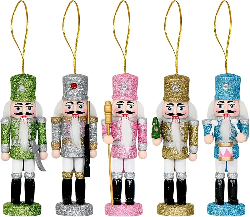 Marke: Generisch Weihnachtsbaumschmuck Set 6 Stück Glitzer Weihnachten Nussknacker — Weihnachtsdeko