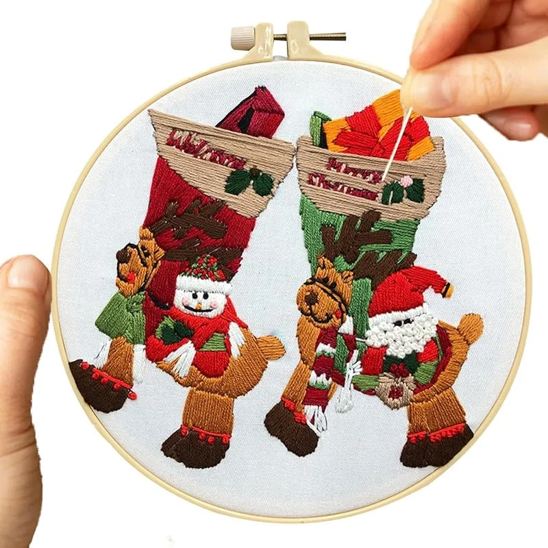 Marke: Fravsiu Fravsiu Weihnachtsstrumpf-Set, Weihnachts-Bastelzubehör, Stickprojekt, festliches Nähset, niedliche Weihnachts-Bastelarbeiten, Rentier-Weihnachtsstrumpf-Set, Stickprojekt für die Feiertage — Weihnachtsdeko