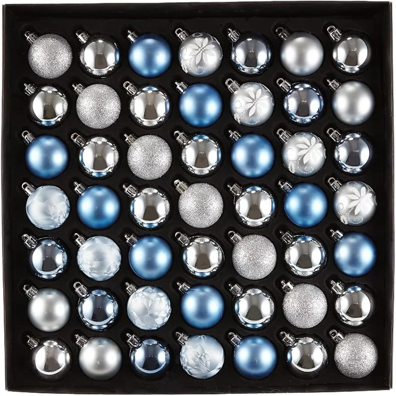 Besuche den HEITMANN DECO-Store HEITMANN DECO 49-TLG. Christbaumkugel Set – Blau, Hellblau & Silber – bruchsichere Kunststoff-Kugeln mit Glanz, Matt & Glitter — Weihnachtsdeko