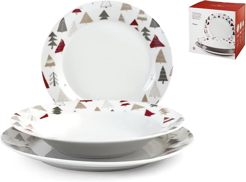 Marke: HOME Home 760785, Tafelservice Ala 18-teilig, Winterly, Porzellan — Advent und Tisch