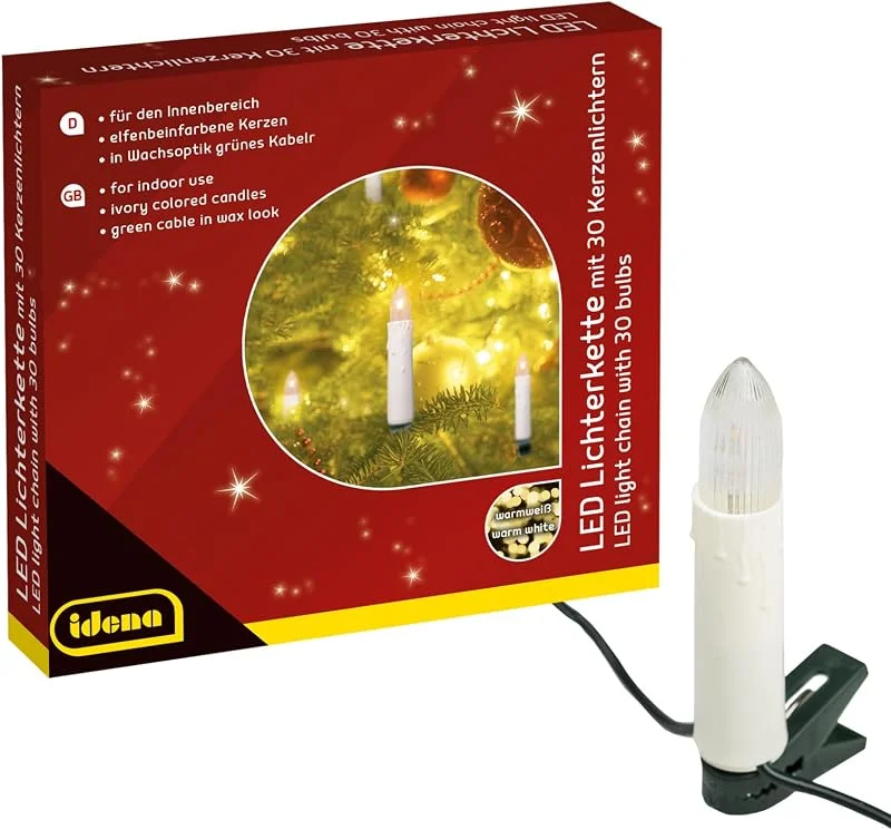 Besuche den Idena-Store Idena Kerzen Lichterkette Innen 30 LEDs in Gold-Gelb, 16 m — Weihnachtsbeleuchtung