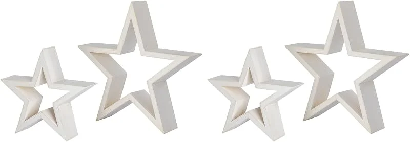 Besuche den Ideen mit Herz-Store Ideen mit Herz Sterne, Holzrahmen, In zwei Größen, selbststehend, Weihnachts-Deko, Vintage, 2 Stück (Packung mit 2) — Weihnachtsdeko