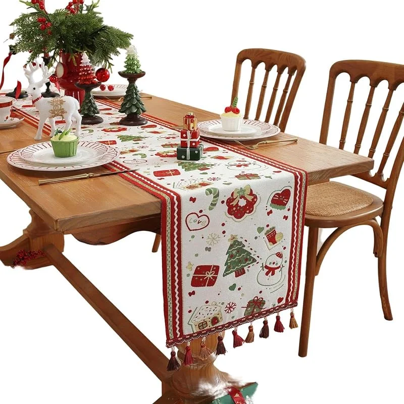 Marke: Generisch Tischläufer für Weihnachten, Bauernhaus, festliches Rentier, saisonale — Küche & Haushalt